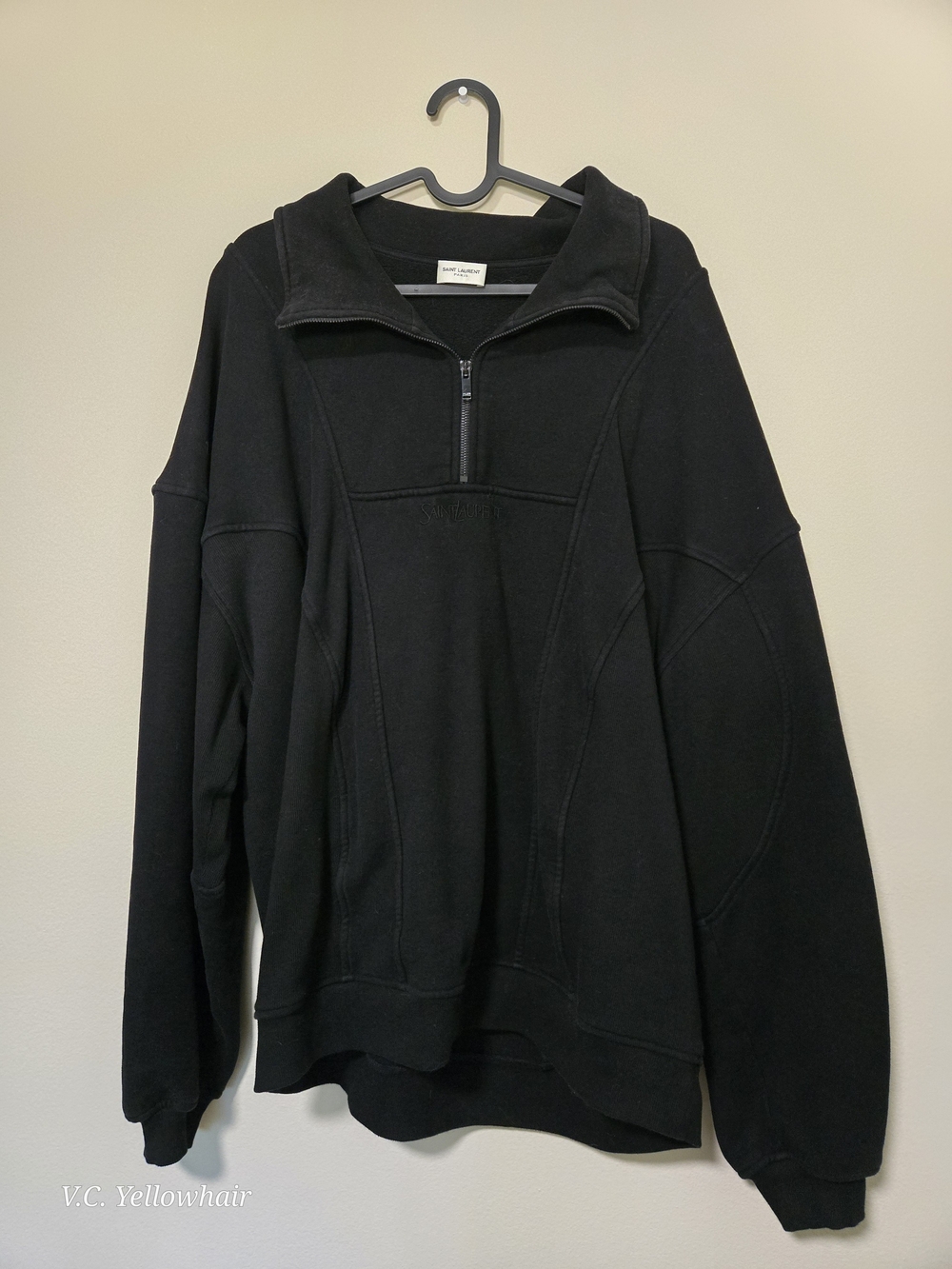 Saint Laurent Black Half-Zip Pullover Sweater